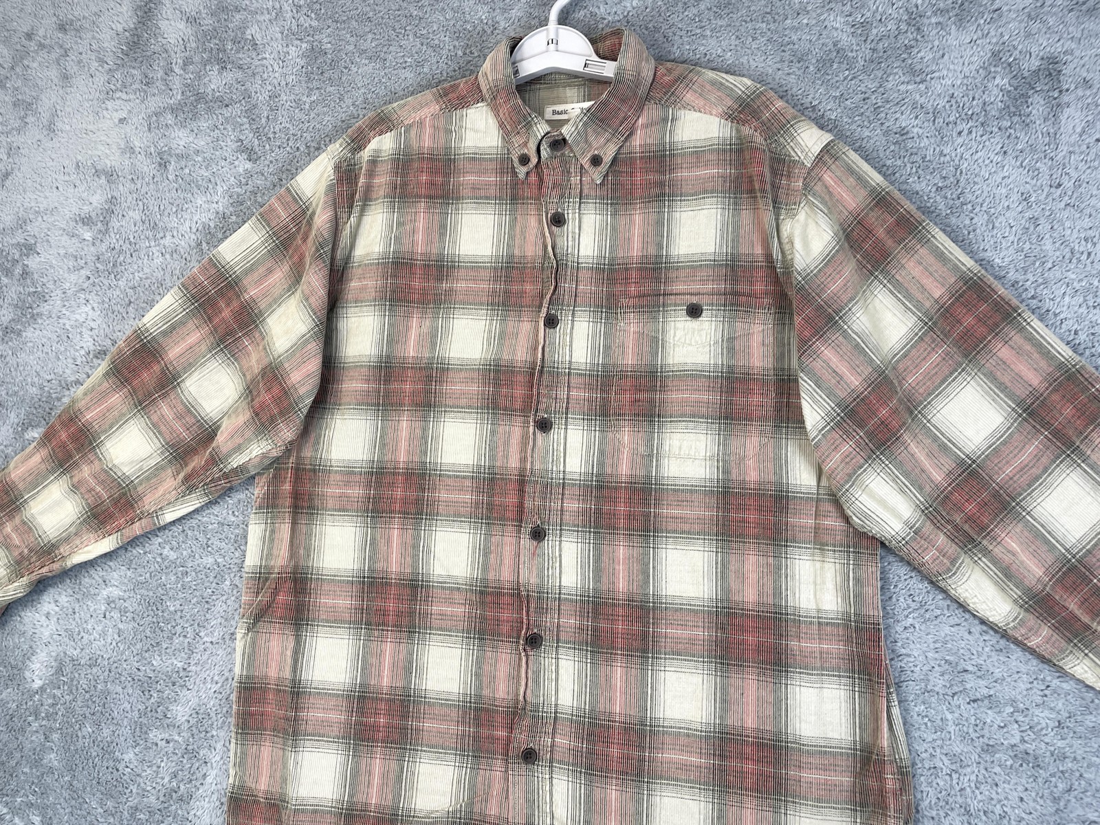 Basic Options Shirt Mens Large Plaid Corduroy LS … - image 3
