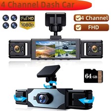 Car Dash Cam 4Channel 360  Front Rear Inside Dash Cam FHD 1080P Car Camera 64GB