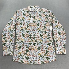 Bar lll Shirt Mens Small White Button Up Slim Fit Floral Stretch Comfort Casual