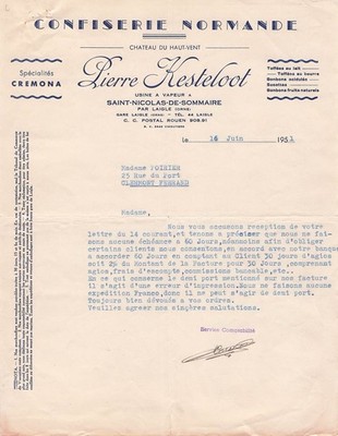 61 L EAGLE confectioner KESTELOOT 1951 mail