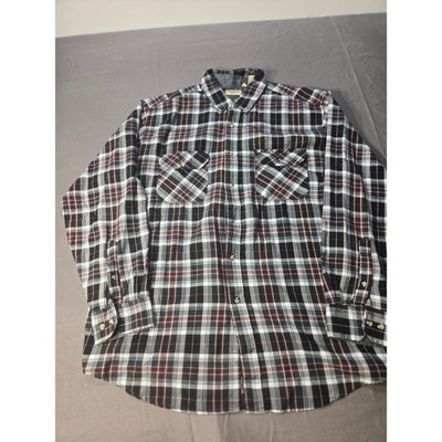 Northwest Blue Mens Plaid Button Down Shirt Long Sleeve Black Burgundy XL