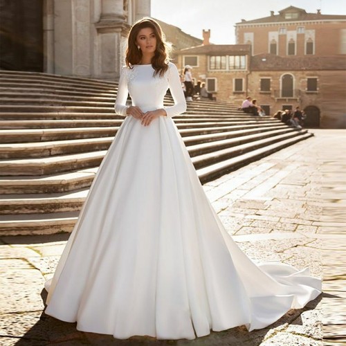 Long Bridal Gown A-line Full Sleeved 