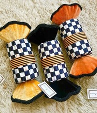 MACKENZIE CHILDS 3 PC HALLOWEEN TRICK OR TREAT PLUSH CANDY HANGING DECOR 9X4"