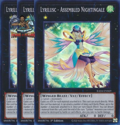 Yugioh! 3x Lyrilusc - Assembled Nightingale RA04-EN069 Super Rare 1st Ed NM
