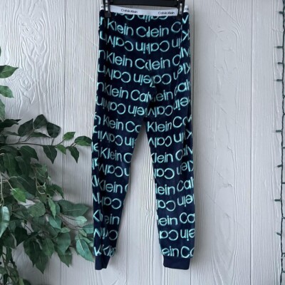 calvin klein navy blue fleece fuzzy pajamas pants joggers size