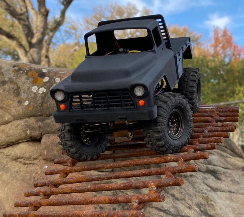 AxialSCX24 truck body Grey chevy3800 1955 flatbed Fits C10 JLU Bronco & Basecamp - Image 2 of 4