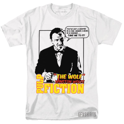 The Wolf Pulp Fiction Shirt Poster Classic Movie Vtg Graphic Design T-Shirt