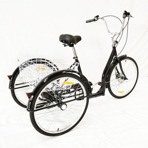 26" Zoll Dreirad Fahrrad 6 Gang 3 Räder Für Erwachsene Tricycle Mit Einkaufskorb - Bild 1 von 26