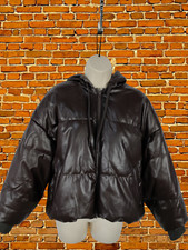 Women Divided H&m Size Uk Small Brown Padded Hood Crop Puffer Bomber Jacket Coat