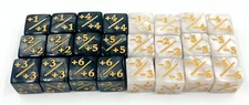 Black & White Pearlescent +/- Marker Dice For Magic The Gathering MTG