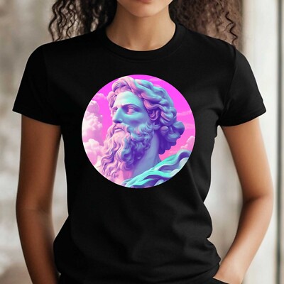 T-Shirt Frauen Gott Zeus Vaporwave Motiv Baumwolle Größe XS bis 3XL