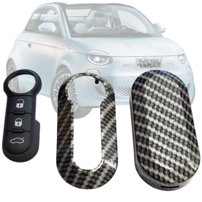 Guscio Chiave In Carbonio Con Pad 3 Tasti Portachiavi Per Fiat Lancia - Cover Carbon Look Tastierino Pulsanti Con Porta Chiavi Compatibile Con 500 Punto Bravo Panda 500L Y Ypsilon Musa - Foto 3
