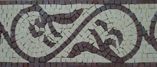 Tile Art Maroon Creme Floral Wave Leaf Border Marble Mosaic