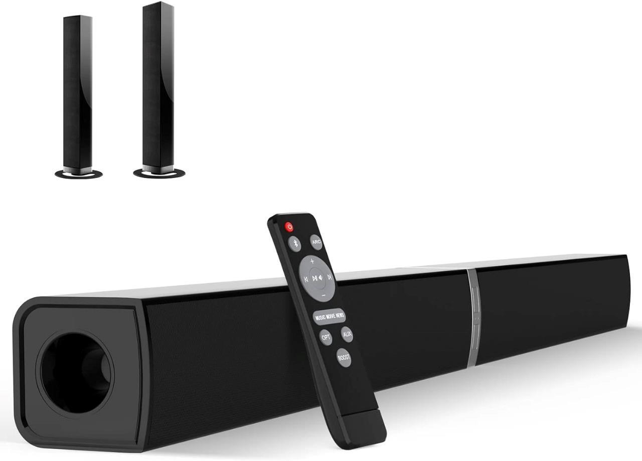 MZEIBO SOUNDBAR BLUETOOTH 5.0 TV SPLIT 4 DRIVERS REMOTE CONTROL ARC/OPTICAL/AUX-image