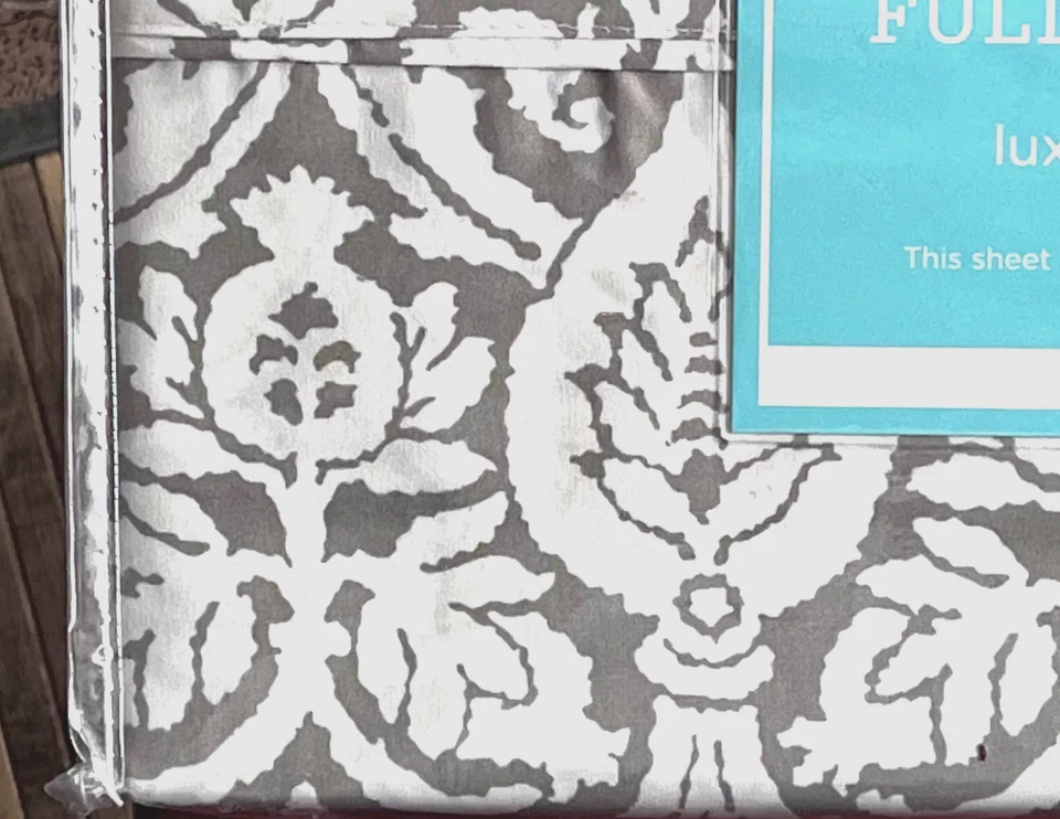 Waverly GRAY FLORAL FULL Size Sheet Set - easy care microfiber - Image 2 of 3