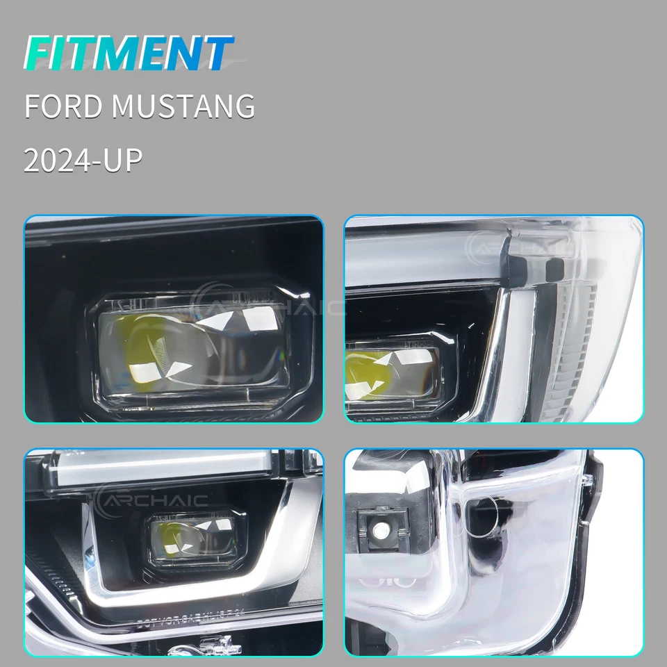 Driver Side Headlight for 2024-2025 Ford Mustang,Update OE Style,Chrome Inner, - Image 4 of 4