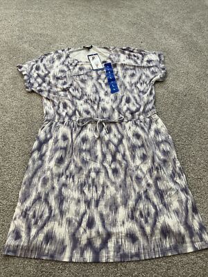 HILARY RADLEY WOMEN'S SHORT SLEEVE DRESS - Lavender & Off White - Size  Large | eBay