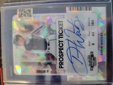 2021 Contenders Drew Waters CRACKED ICE /23 Auto Braves Prospect Ticket PT-DW