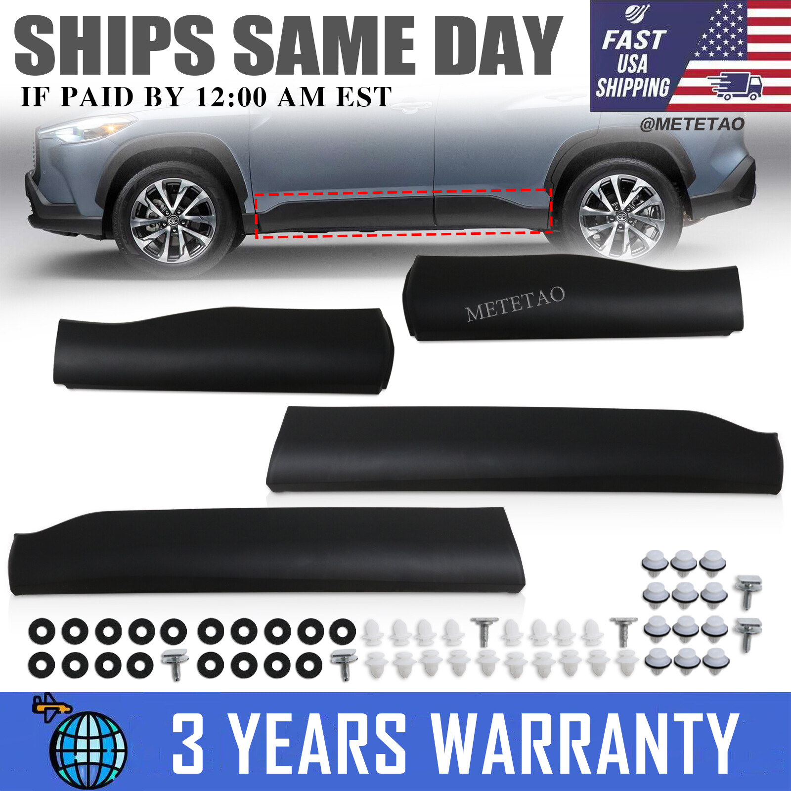 2022-2024 Toyota Corolla Cross Front and Rear Door Trim Molding Set 4pcs Left & Right