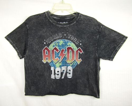 AC DC World Tour 1979 Womens Crop Graphic T Shirt Medium Black/Gray ...