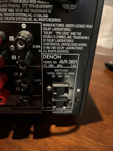 DENON AVR-3801 Precision Audio AV Surround Receiver TESTED WORKS Bundle W/Remote - Picture 14 of 15