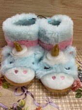 Fluffy Unicorn Boot Slippers for Girls in Multicolor Sizes 7-8