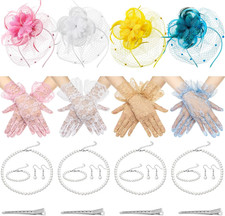 12 Pcs Fascinators Set for Women Tea Party Fascinator Derby Hat Headband Veil Te