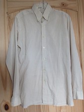 Vintage Yves Saint Laurent Shirt Mens 15.5 34-35 Beige Red Plaid Button Down 80s