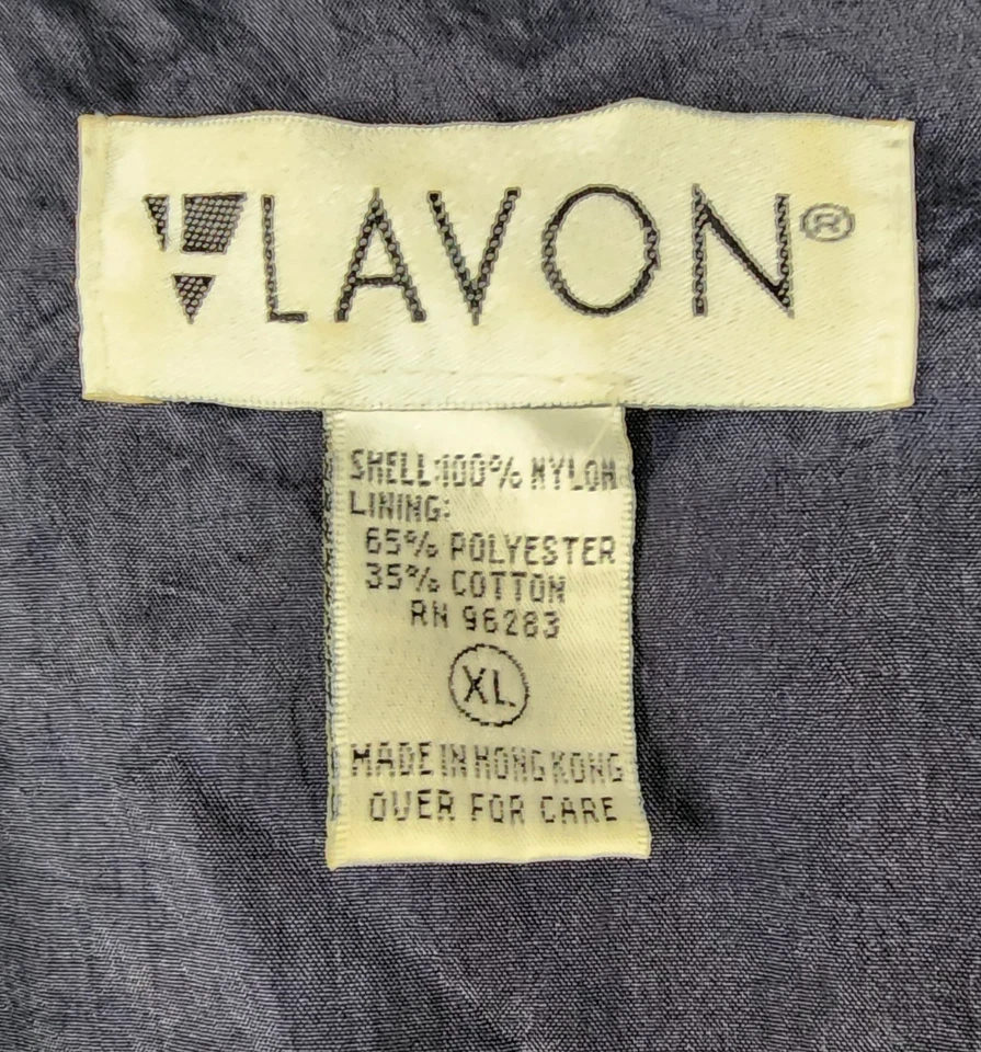 Chaqueta cortavientos vintage Lavon para mujer XL azul blanco a cuadros cremallera completa manga larga Foto 4 de 4