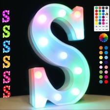 Light Up Colorful LED Marquee Letter Lights, 18 Colors Changing Alphabet Letter