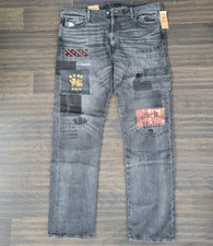 Polo Ralph Lauren Mens Varick Slim Straight Patch Graffiti Jeans Black 40TX36
