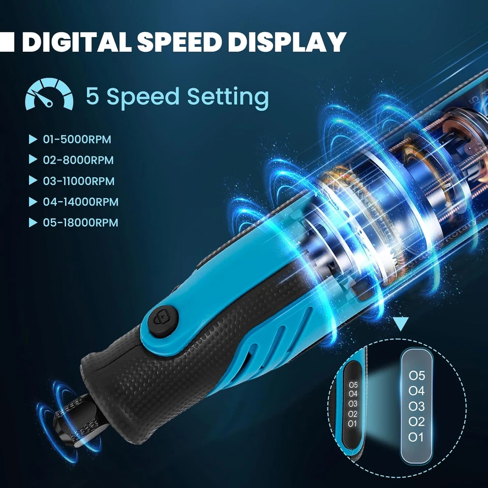 Akku Mini Multifunktionswerkzeug 4V Rotationswerkzeug Set Mit 5 Gang(Max 18000U/ - Bild 2 von 4