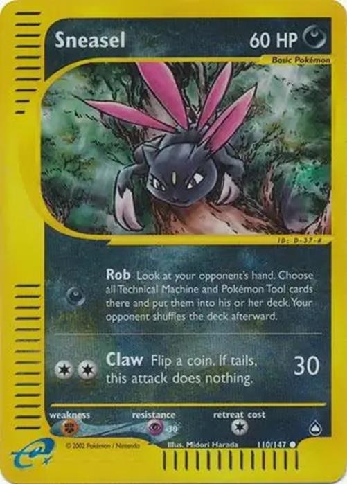 Sneasel - 110/147 - Pokemon Aquapolis Reverse Holo Rare Card NM