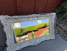 Large Ornate Baroque Wall Mirror Silver Gold Effect 85x64cm Vintage Style Decor.