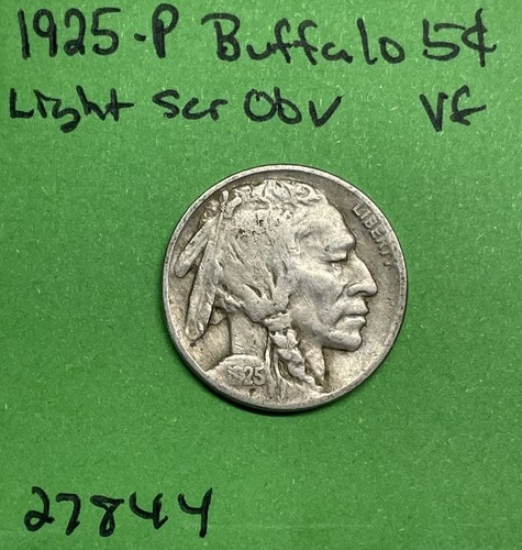 1925-P Buffalo 🦬 Indian Head Nickel 5c Vf Very Fine Light Obverse Scratch