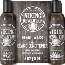 Viking Revolution Beard Care Set with Argan  Jojoba Oils - Softens, Smooths  N