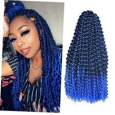 6 Packs Passion Twists Hair 18inch Ombre Blue 18 Inch Pack of 6 T1B/Blue 