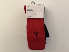 Jordan Everyday Crew Socks 3 Pairs Size L W 10-13 / M 8-12 Red White Black Grey