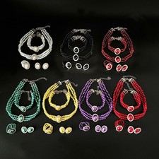Elegant Imitation Pearl Embedded Necklace Earrings Women Clavicle Chain Jewelry