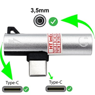 Silber Audio Aux Adapter USB C Klinke Kopfhörer für  HTC Desire 21 Pro 5G 128GB