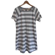 Michael Kors Women’s Extra Large Gray And White Striped T-Shirt Dress