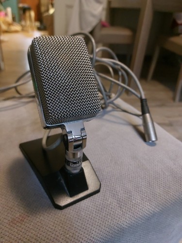 Vintage Italian 1960's Krundaal Davoli 613 Dynamic Microphone, working w/stand
