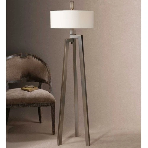 UTTERMOST 28253-1 MONDOVI HAND FORGED BRUSHED BRONZE GOLD UNDERTONE FLOOR LAMP - Picture 3 of 5