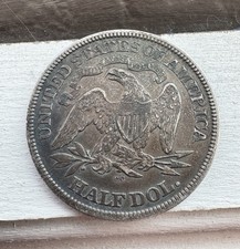 1876-CC ~ RARE Carson City ~ Seated Liberty 50c ~ VF/XF ~ Great Antique TONER
