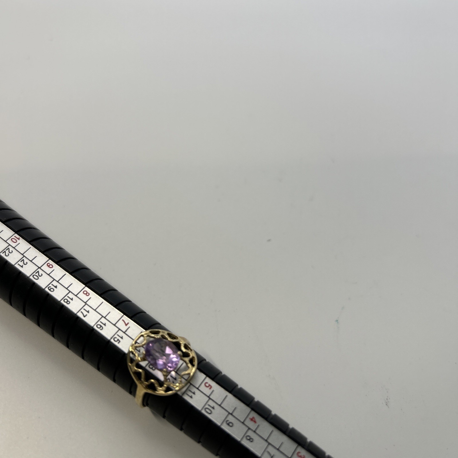 10K Solid Gold Amethyst Ring Size 6 - image 5