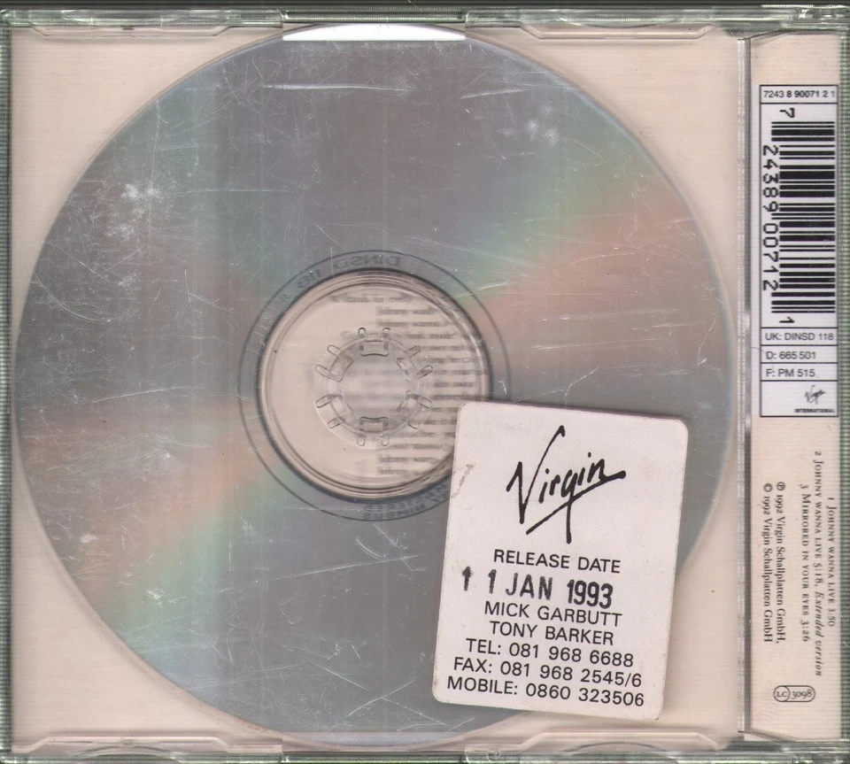 Sandra Johnny Wanna Live CD Europe Virgin 1992 b/w extended version and mirrored - Image 2 of 2