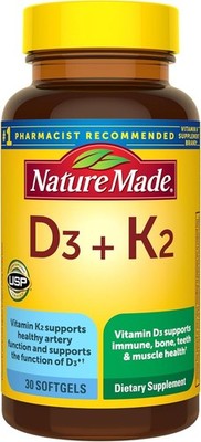 Vitamin D3 K2 Softgels, 5000 IU & 100 mcg for Bone and Immune Health, 30 Count