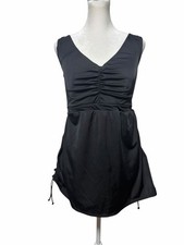 Swim by Cacique Lane Bryant Black Ruched Swimdress No Wire Size 16