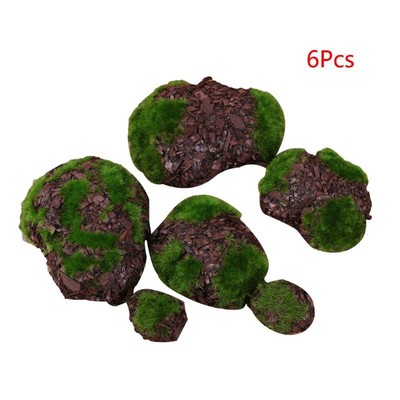 6Piece Artificial Moss Rocks Moss Rock False Moss Decors for Garden Crafting