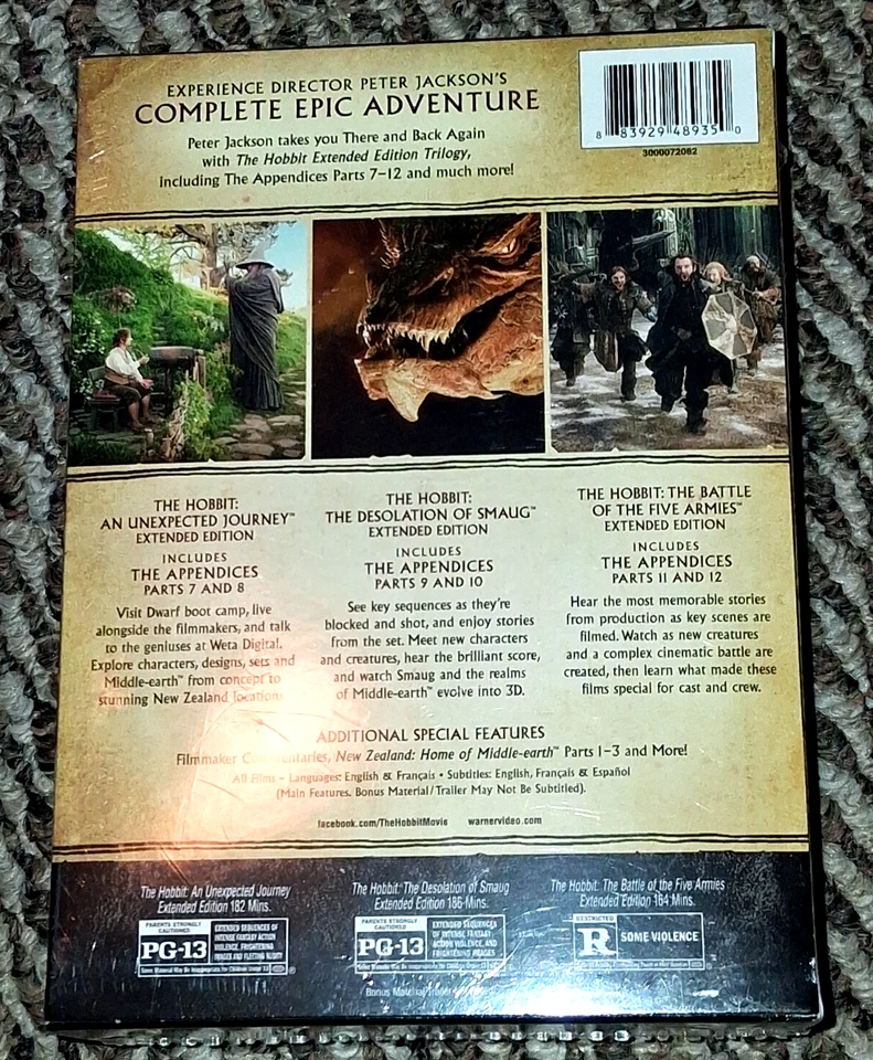 The Hobbit Trilogy Extended Edition Box Set 15 Disc DVD 3 Movie iSET SEALED NEW - Image 2 of 4